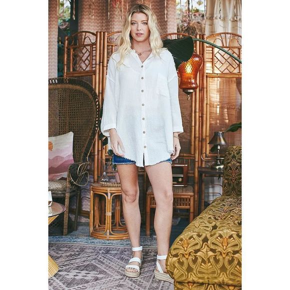 Raw Edge Button Down - Picture 3 of 8